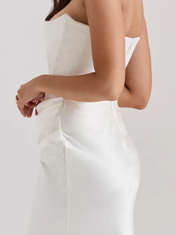 Fildişi Straplez Korse Elbise