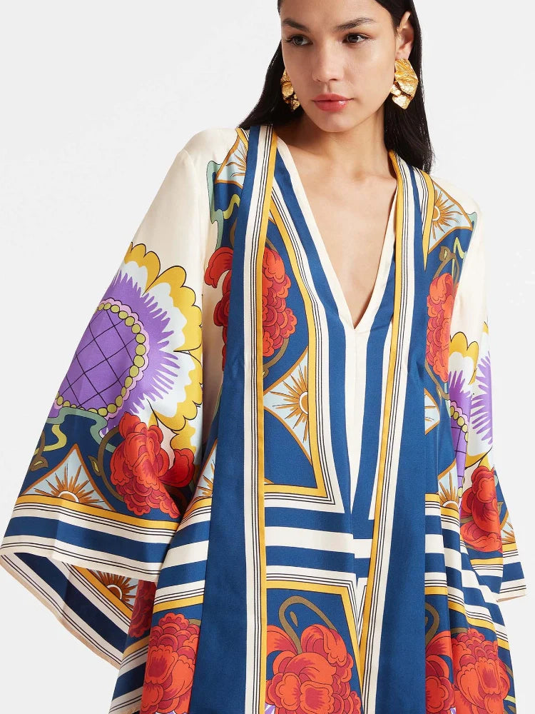 Magnifico Baskılı Maxi Elbise - Kızıl