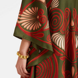 Magnifico Baskılı Maxi Elbise - Koyu Yeşil