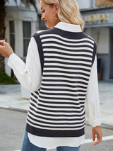 V-Yaka Yırtmaçlı Rahat Süveter Yelek