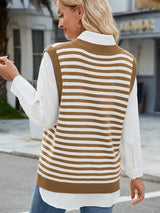 V-Yaka Yırtmaçlı Rahat Süveter Yelek