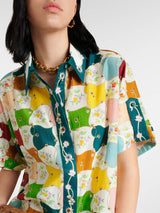 Modaya uygun Graffiti Baskılı Gömlek Şort Takımı