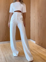 Kontur Üst ve Cepli Geniş Paça Pantolon Takım