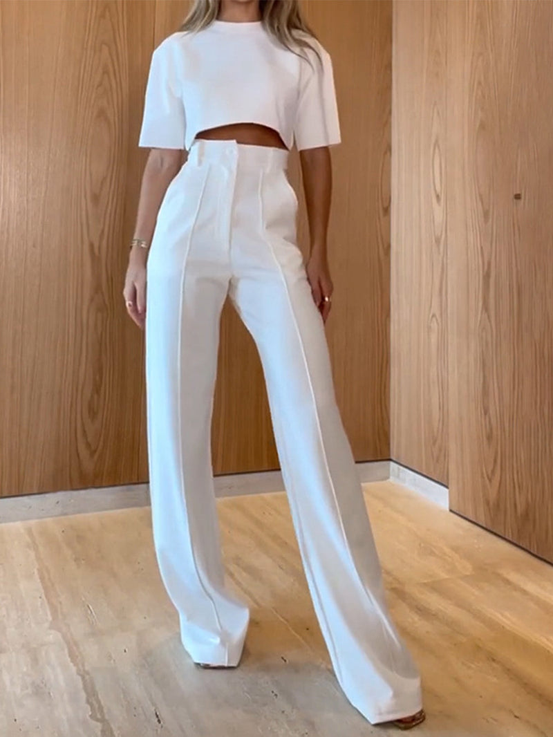 Kontur Üst ve Cepli Geniş Paça Pantolon Takım