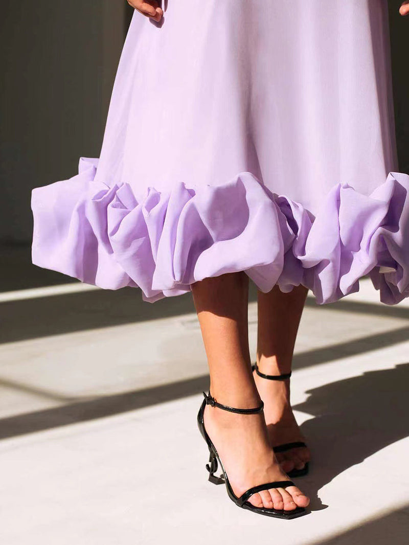 Volanlı Büstiyer Maxi Elbise