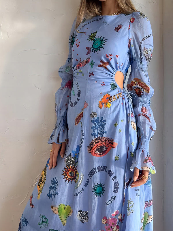 Graffiti Fener Kesimli Kısa Elbise Midii Elbise