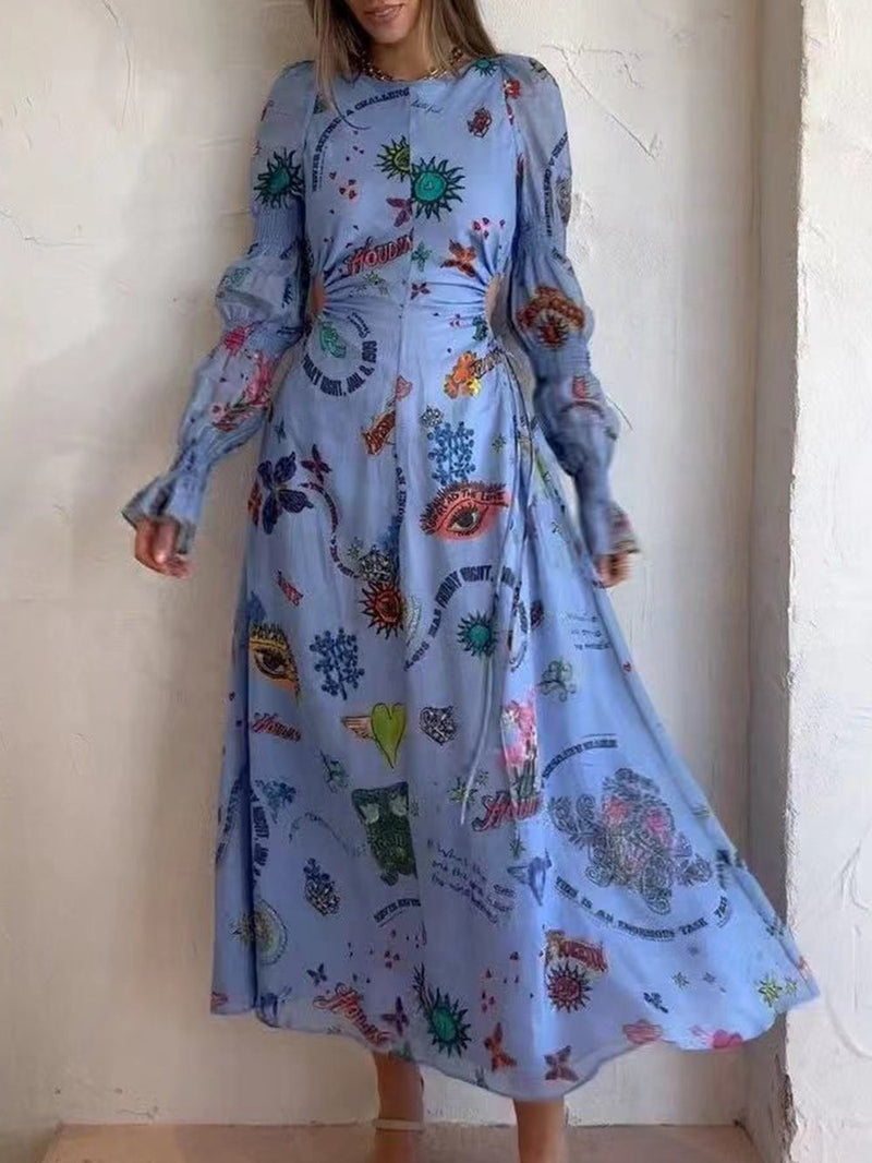 Graffiti Fener Kesimli Kısa Elbise Midii Elbise