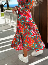 Moda Uzun Kollu V Yaka Maxi Elbise