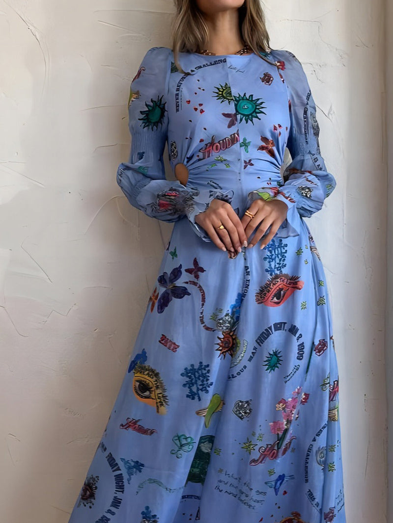 Graffiti Fener Kesimli Kısa Elbise Midii Elbise