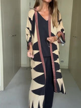 Bohem Stili Geometrik Baskılı Cardian Kimono
