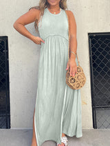 Panelli Yırtmaçlı Elbise