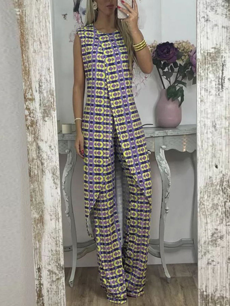 Retro Damalı Flare Pantolon Takım