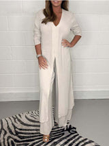 Yırtmaçlı Düz Renk Uzun Kollu Takım Elbise