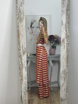 Retro Damalı Flare Pantolon Takım