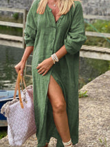 Yanık Turuncu Düğmeli Elbise