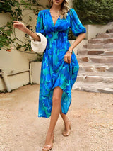 Zarif Baskılı Midi Elbise