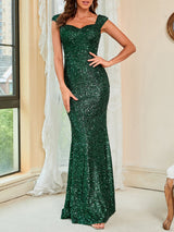 Yeşil Askılı Uzun Paspas Elbise