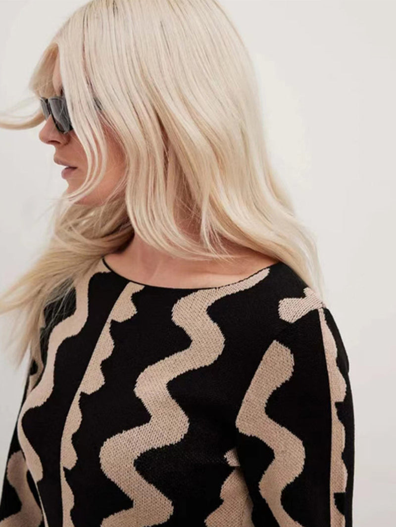 Kontrast Çan Kol Maxi Elbise