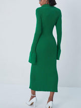 V Yaka Uzun Zil Kol Kazak Maxi Elbise