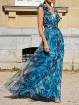 Salıncak Desenli Uzun Kolsuz Elbise