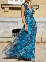 Salıncak Desenli Uzun Kolsuz Elbise