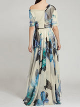 Lolita Salıncak Etek Desenli Uzun Elbise