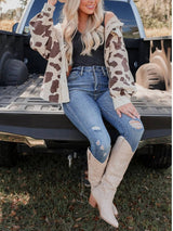 Baskılı Orta Boy Fitilli Kadife Gömlek Ceket