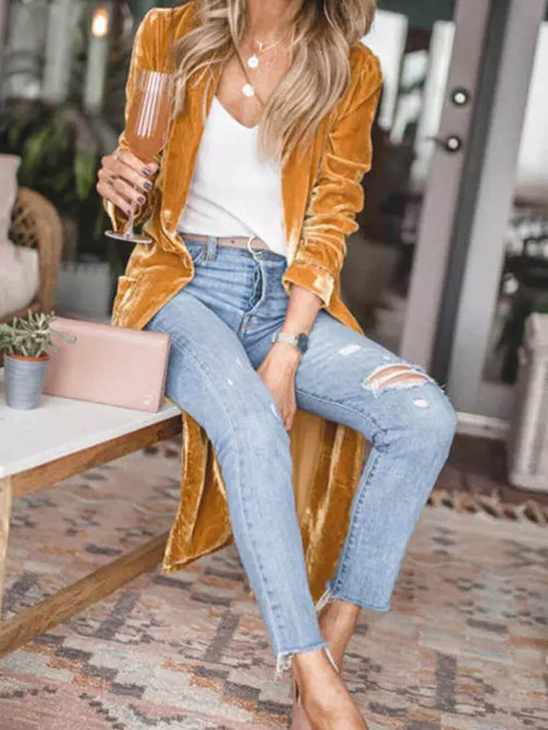 Uzun Kadife Hırka Kaban