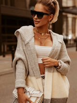 Marled Çizgili Simli Kapüşonlu Hırka