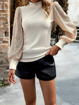 Balıkçı Yaka Payetli Panelli Örme Üst