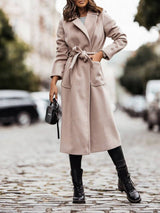 Basit Kuşaklı-Bel Uzun Yün Kaban