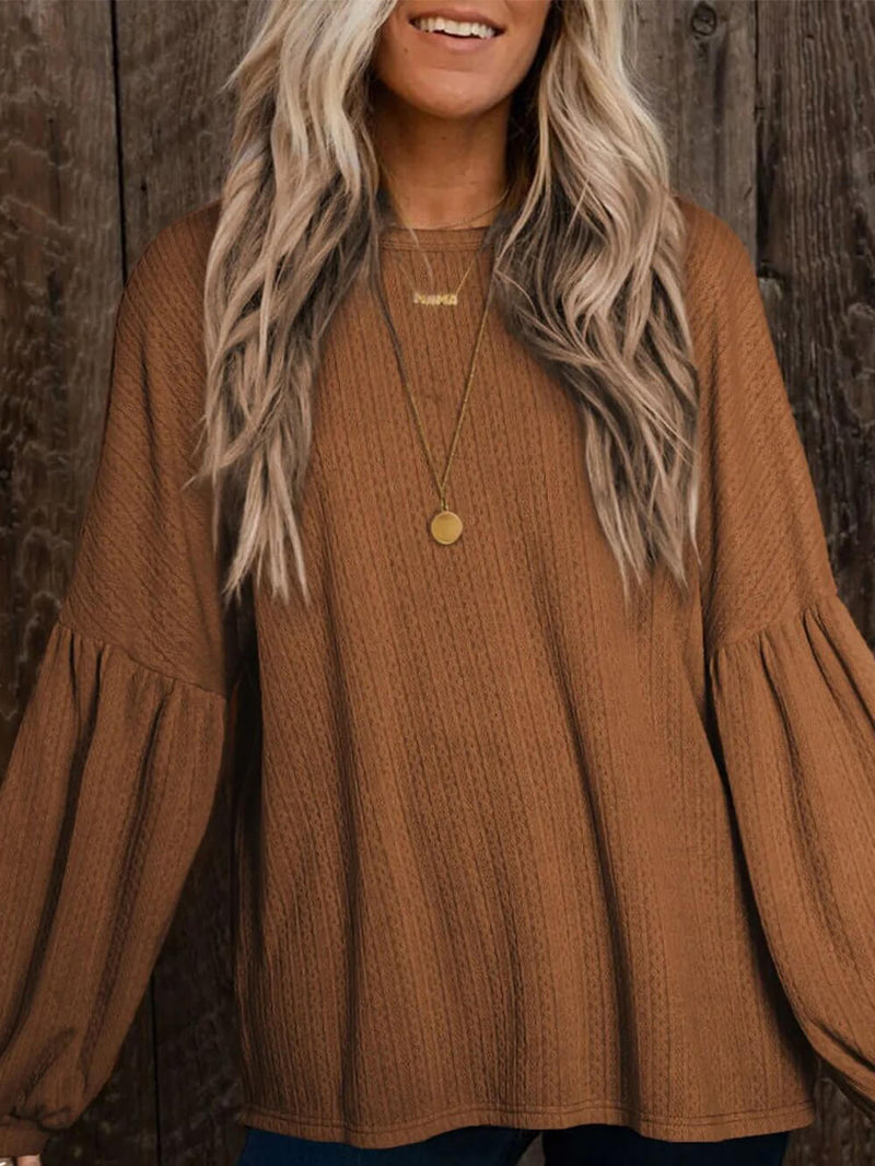 Turuncu Jakarlı Örgü Uzun Kollu Kazak