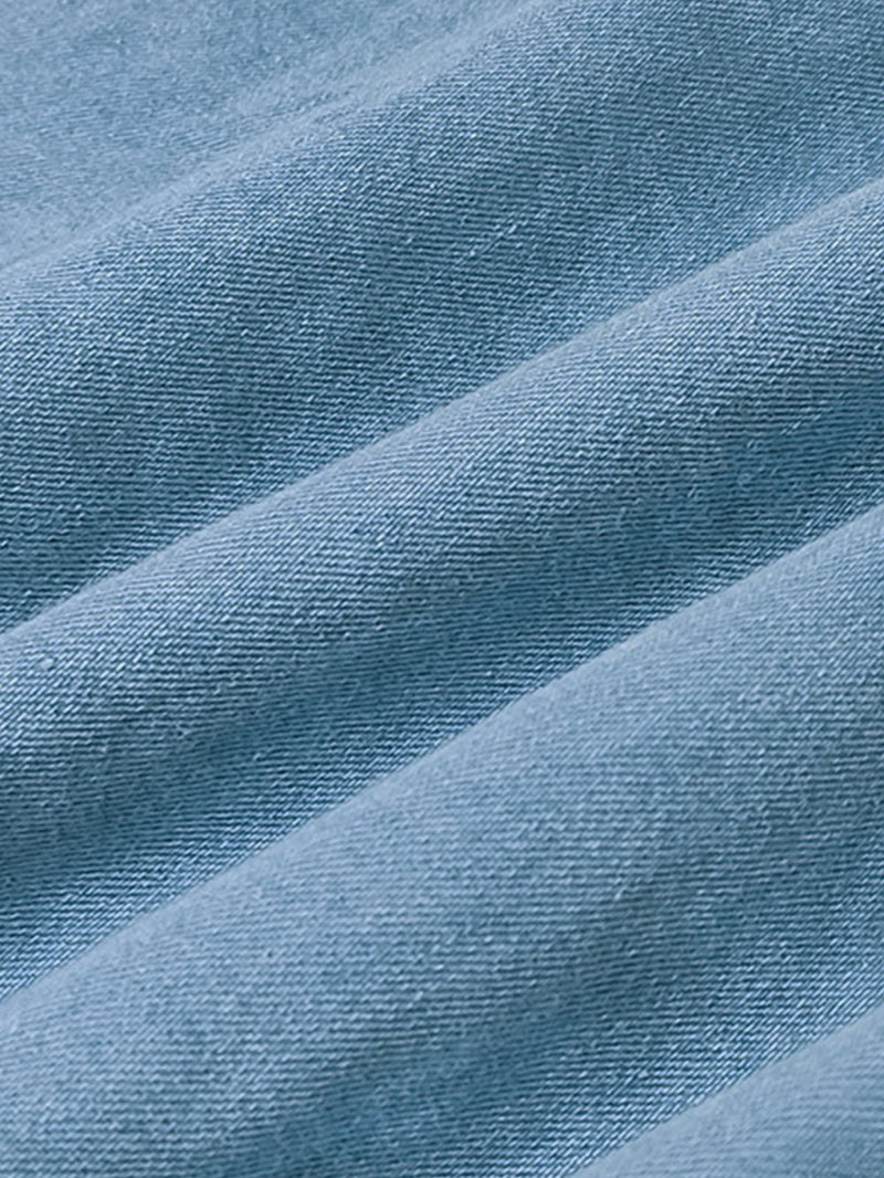 Bol Puf Kol Denim Kısa Gömlek