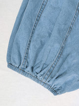 Bol Puf Kol Denim Kısa Gömlek