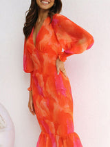 V Yaka Gece Elbisesi Sırtı Açık Midi Elbise