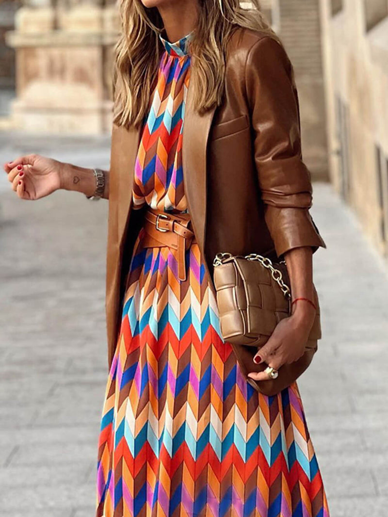 Zarif Dik Yaka Orta Boy Elbise