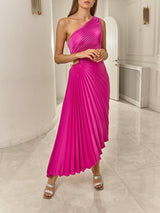 Asimetrik Pileli Elbise