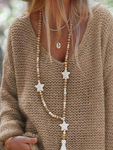 V yaka uzun kollu kazak