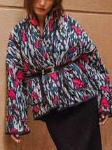 Baskılı İnce Cepli Pamuklu Hırka Kaban