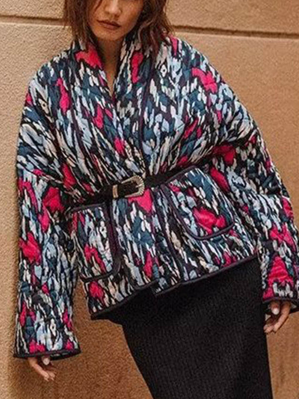 Baskılı İnce Cepli Pamuklu Hırka Kaban