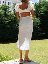 Düz Renk Prenses Kol Midi Elbise