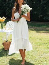 Şifon Fırfırlı Midi Elbise