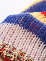 Retro Kontrast Çizgili Kazak