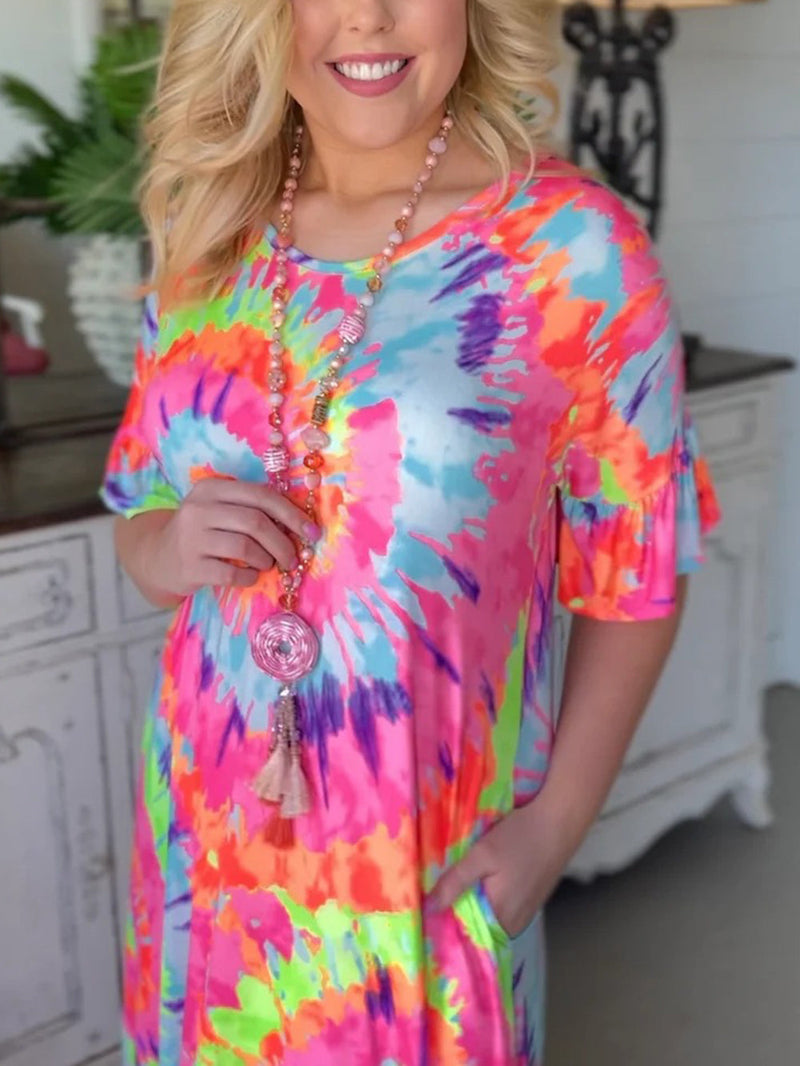 Batik konumlandırma gündelik V yaka kazak etek kısa kollu uzun etek