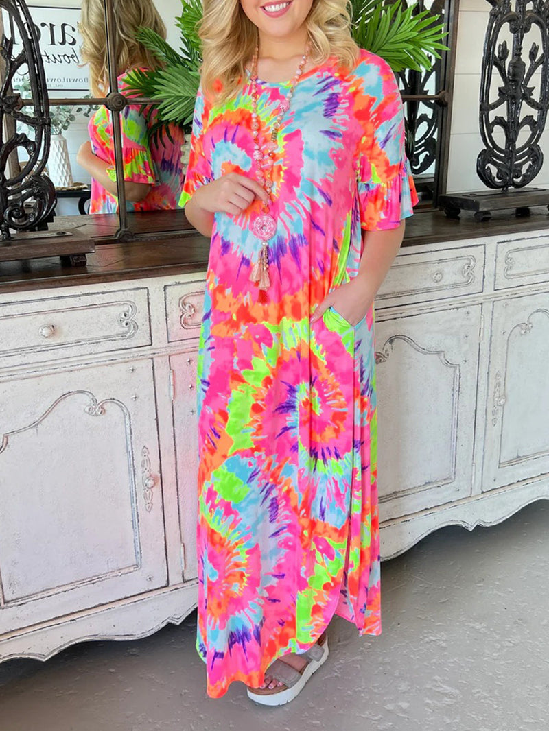 Batik konumlandırma gündelik V yaka kazak etek kısa kollu uzun etek