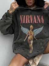 Rahat Ve Tembel Retro Tarzı Kapşonlu Kazak