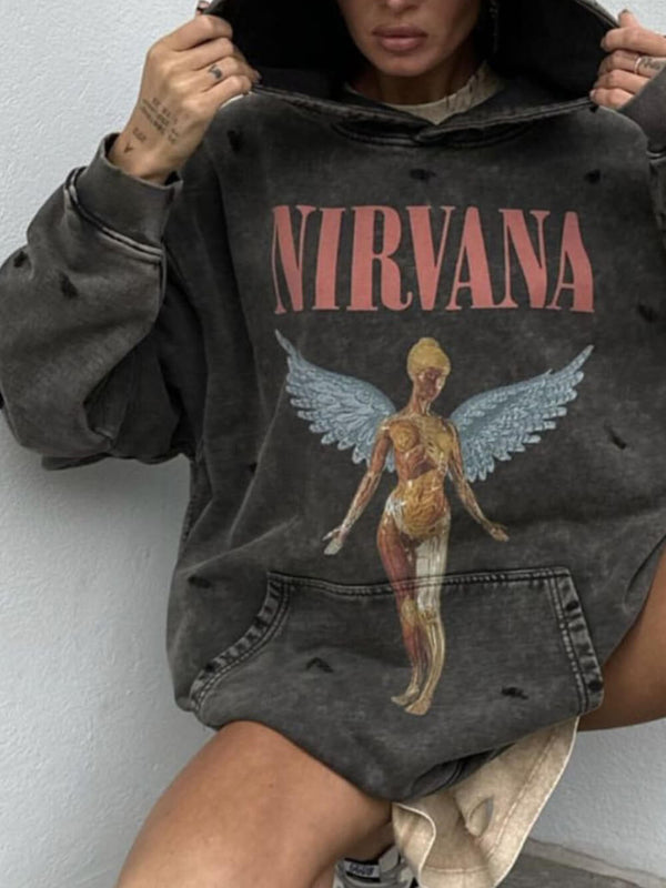 Rahat Ve Tembel Retro Tarzı Kapşonlu Kazak