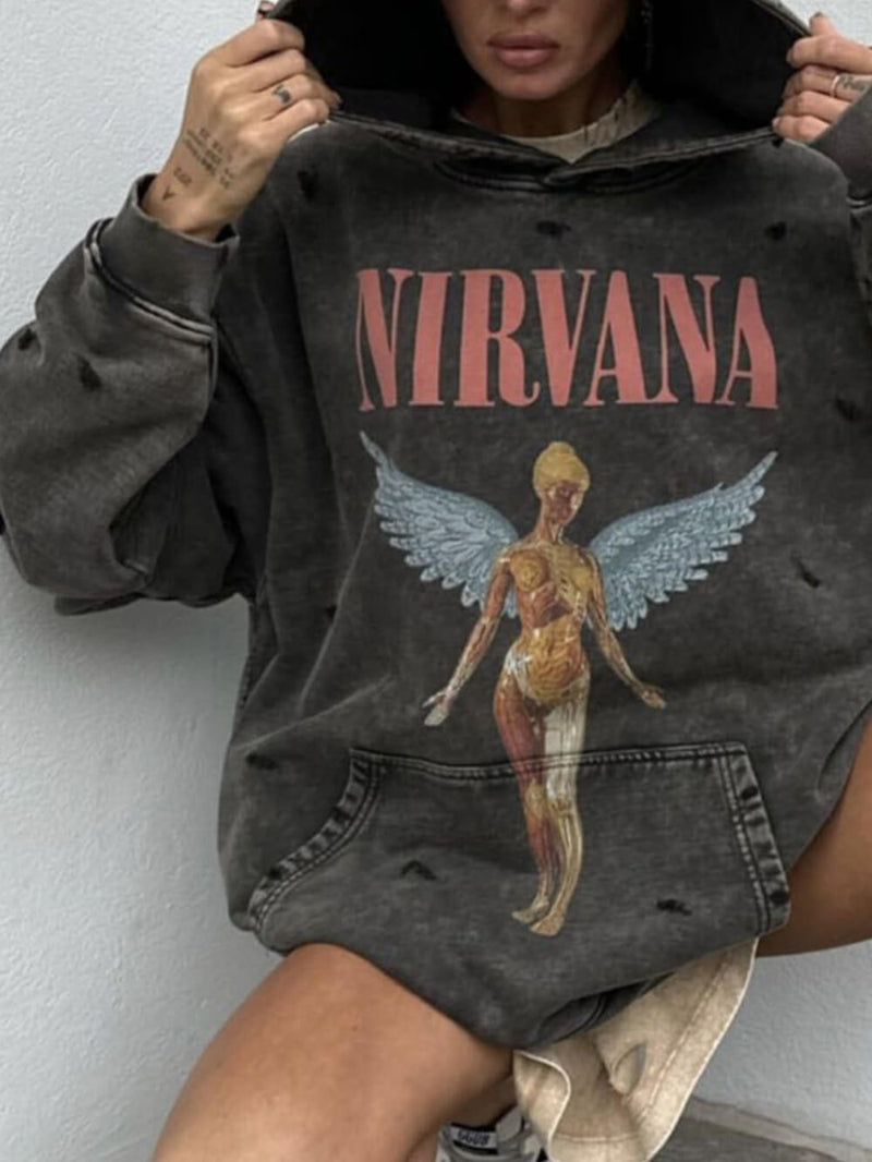 Rahat Ve Tembel Retro Tarzı Kapşonlu Kazak