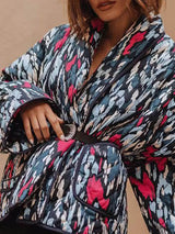 Baskılı İnce Cepli Pamuklu Hırka Kaban