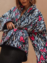 Baskılı İnce Cepli Pamuklu Hırka Kaban